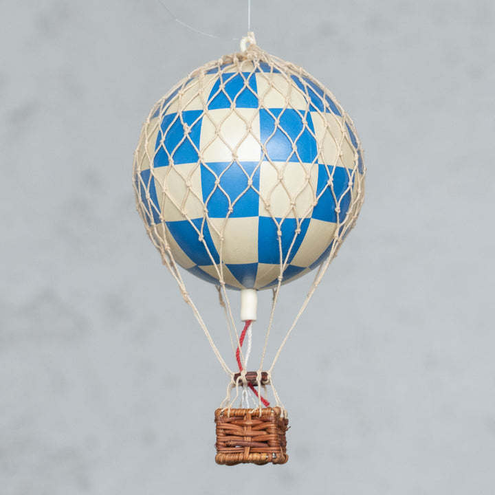 【Authentic Models オーセンティックモデルズ】ノスタルジックな本格仕様の気球のレプリカ エアバルーンオブジェ S チェックブルー