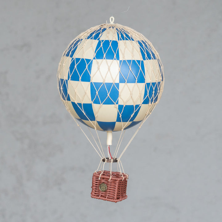 【Authentic Models オーセンティックモデルズ】ノスタルジックな本格仕様の気球のレプリカ エアバルーンオブジェ M チェックブルー