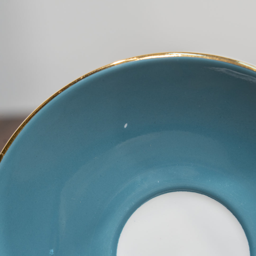 【CROWN STAFFORDSHIRE クラウンスタッフォードシャー Sheraton シェラトン】ターコイズブルーが優美 トリオセット /26D