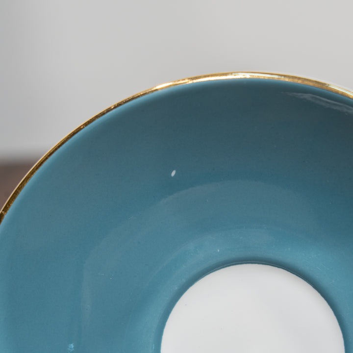 【CROWN STAFFORDSHIRE クラウンスタッフォードシャー Sheraton シェラトン】ターコイズブルーが優美 トリオセット /26D