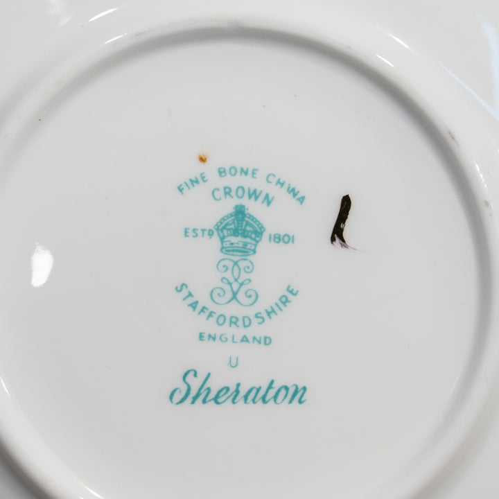 【CROWN STAFFORDSHIRE クラウンスタッフォードシャー Sheraton シェラトン】ターコイズブルーが優美 トリオセット /26D