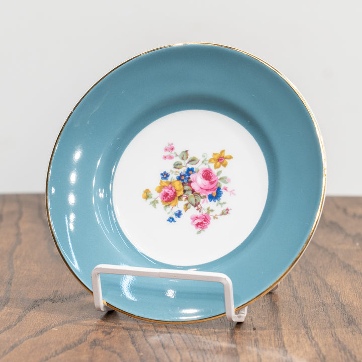 【CROWN STAFFORDSHIRE クラウンスタッフォードシャー Sheraton シェラトン】ターコイズブルーが優美 トリオセット /26D