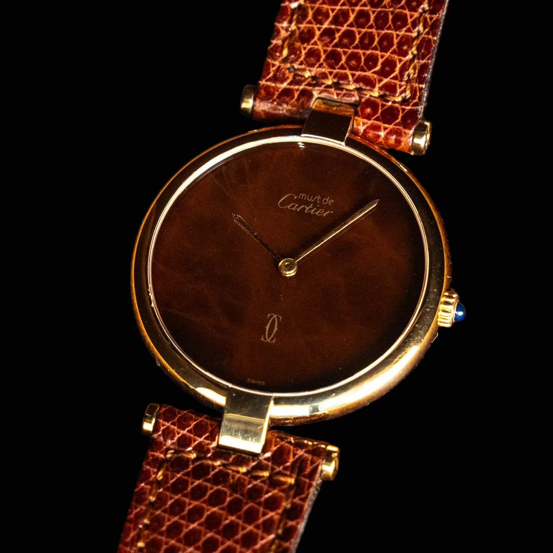 レディース メンズ【Cartier カルティエ】温かみのあるモノトーンブラウンダイヤル マストヴァンドーム LM 1990年代
