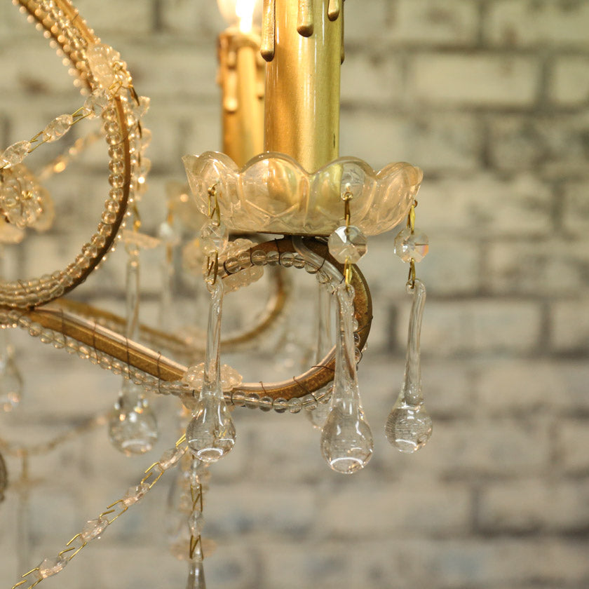 流行のアームにビーズを這わせた シャンデリア 6灯 直付け・直配線仕様