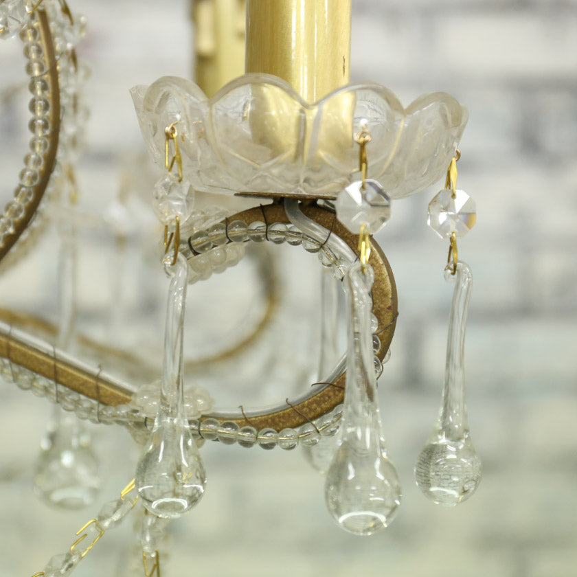 流行のアームにビーズを這わせた シャンデリア 6灯 直付け・直配線仕様