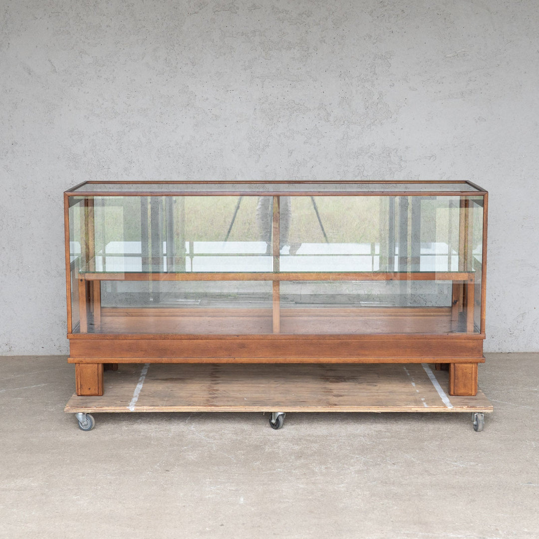 味わい深い古木の質感が魅力的 ガラス ディスプレイショーケース /08I