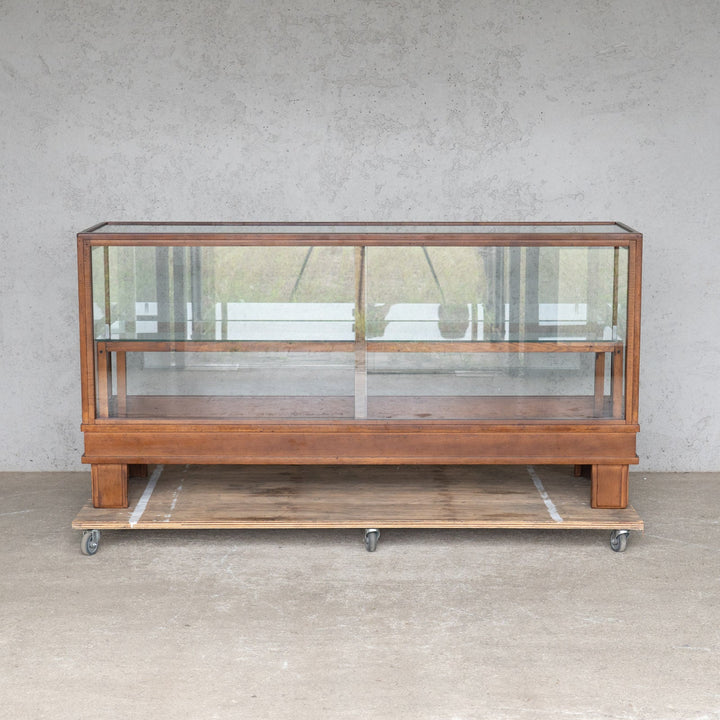 味わい深い古木の質感が魅力的 ガラス ディスプレイショーケース /08I