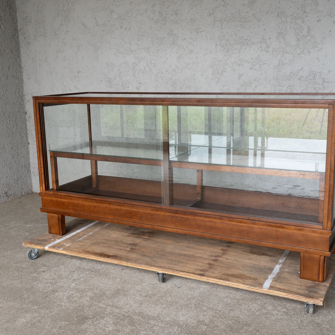 味わい深い古木の質感が魅力的 ガラス ディスプレイショーケース /08I