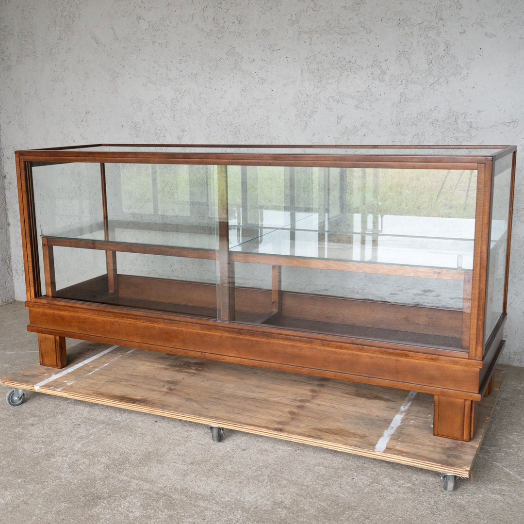 味わい深い古木の質感が魅力的 ガラス ディスプレイショーケース /08I