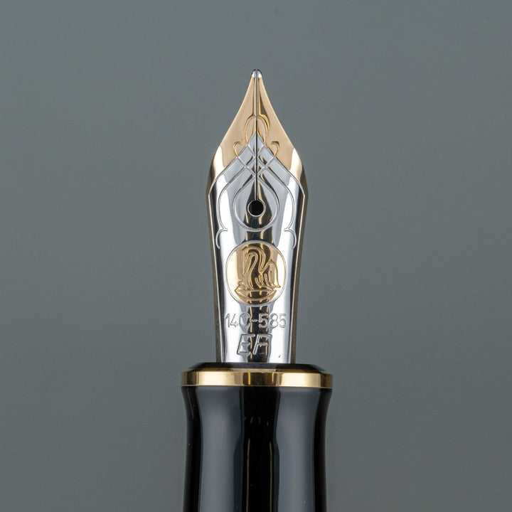 【Pelikan ペリカン /スーベレーン Ｍ600】バランスに優れた設計 シックなブラックにゴールドラインが美しい 極細字 EF [万年筆][m]