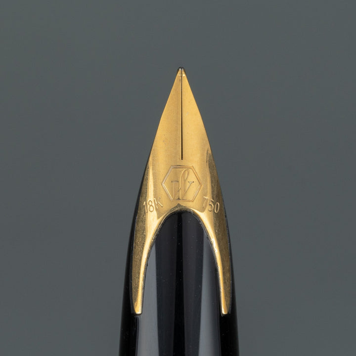 【WATERMAN ウォーターマン /カレン】 優美なフォルムにユニークなペン先が美しい ブラックシーGT ブラック&ゴールド 細字 F ※ペン先調整済 [万年筆] [m]