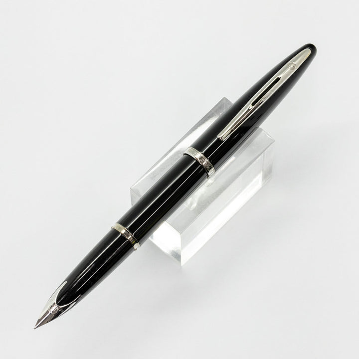 【WATERMAN ウォーターマン /カレン】優美なフォルムにユニークなペン先が美しい ブラックシーGT ブラック&シルバー 細字 F ※ペン先調整済 [万年筆] [m]