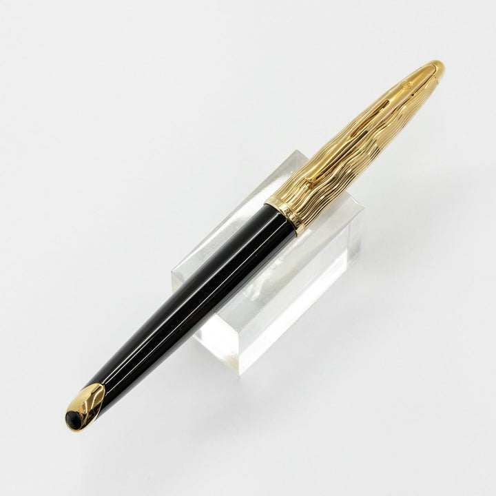 【WATERMAN ウォーターマン /カレン・デラックス 】 優美なフォルムにユニークなペン先が美しい エッセンシャル ブラックGT 細字 F ※ペン先調整済 [万年筆] [m]