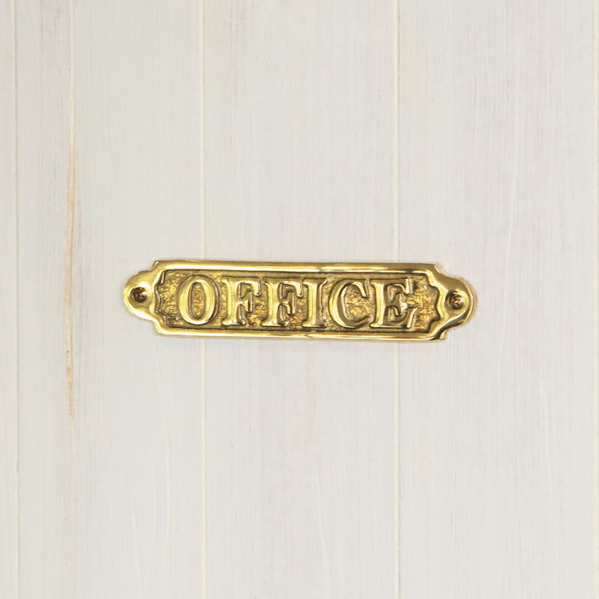 オフィスや仕事部屋のドアに最適！重厚感ある真鍮製サインプレート（OFFICE）[m]