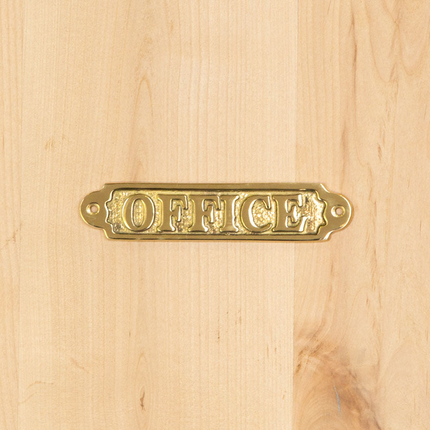 オフィスや仕事部屋のドアに最適！重厚感ある真鍮製サインプレート（OFFICE）[m]