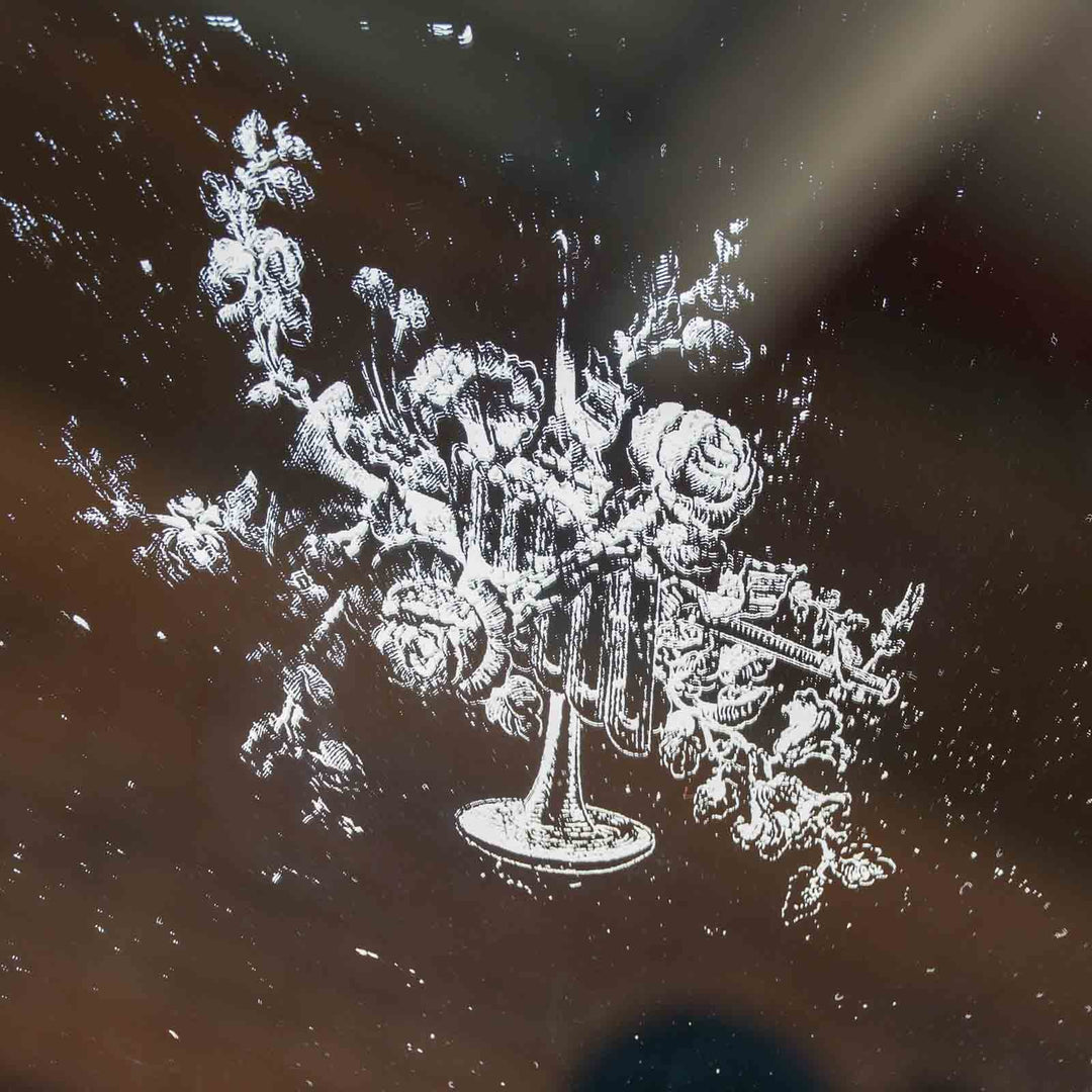 ◇ミラー部分に薔薇や植物のプリントが施された ラウンドアイビー ミラーコンポート[m]