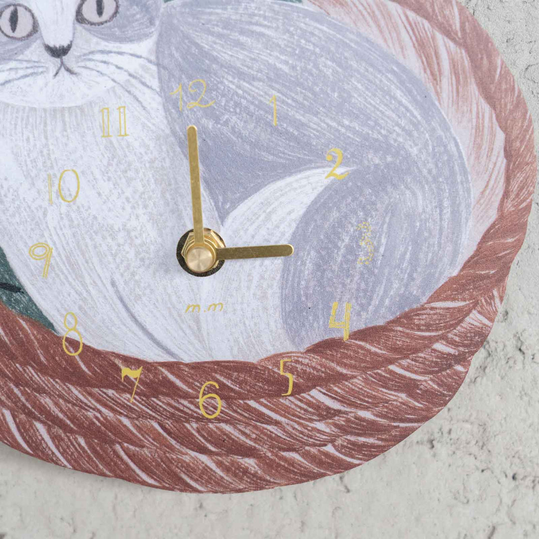 ◇松尾ミユキ Die cut clock(掛け時計) Cat in the basket