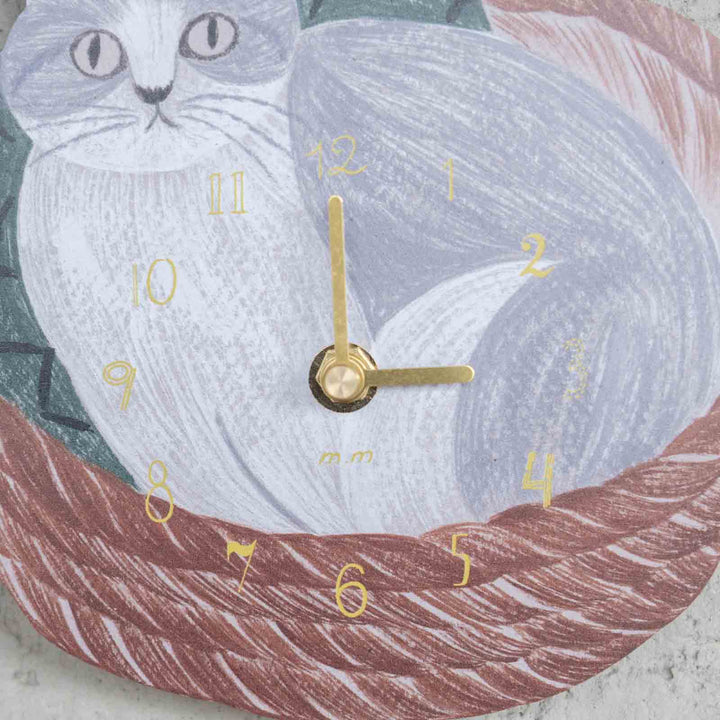 ◇松尾ミユキ Die cut clock(掛け時計) Cat in the basket