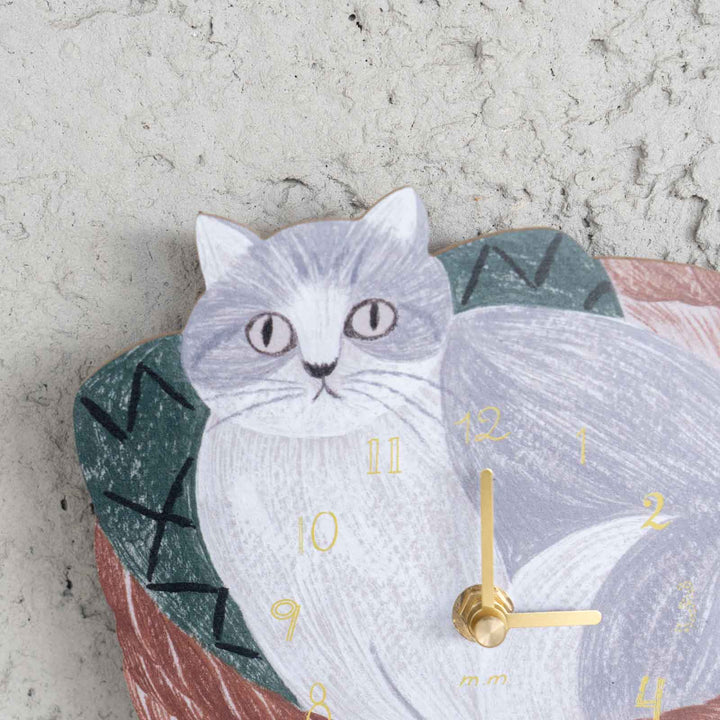 ◇松尾ミユキ Die cut clock(掛け時計) Cat in the basket
