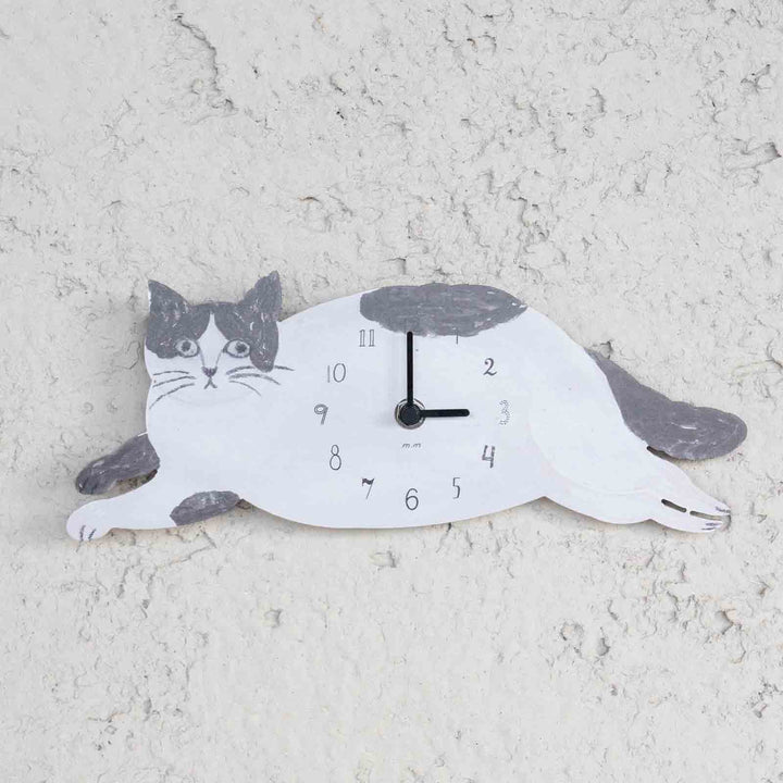 ◇松尾ミユキ Die cut clock(掛け時計) Gray cat