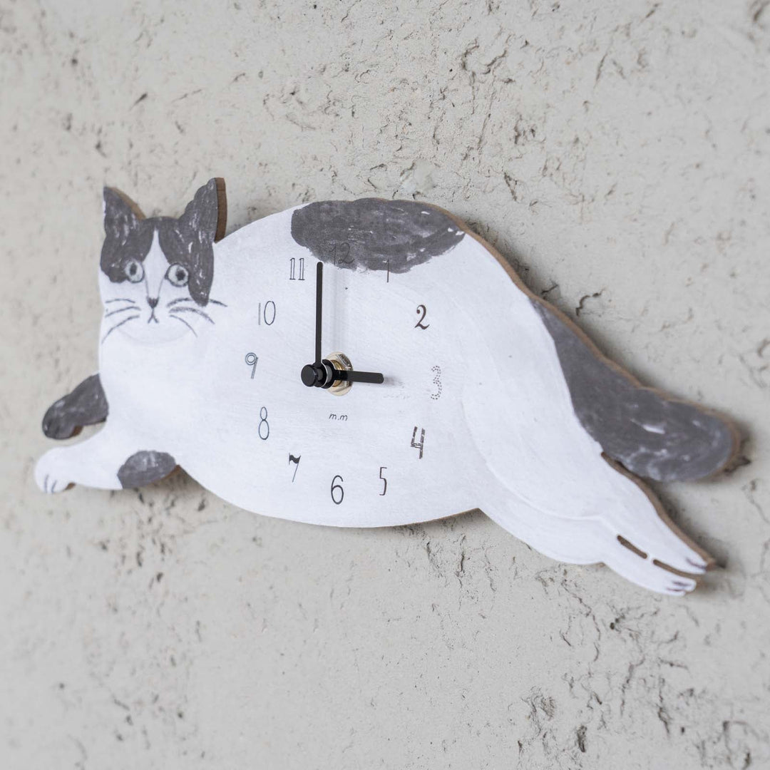 ◇松尾ミユキ Die cut clock(掛け時計) Gray cat