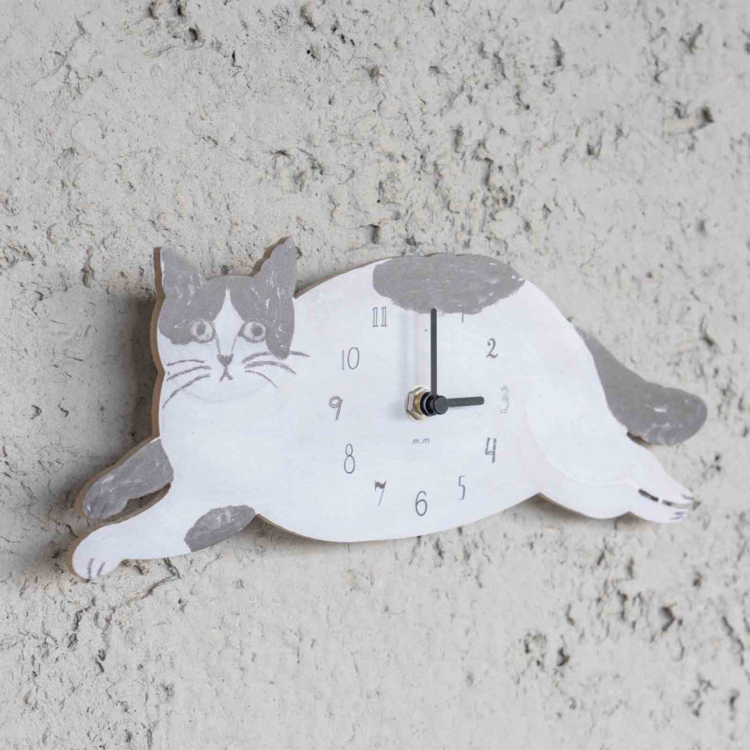 ◇松尾ミユキ Die cut clock(掛け時計) Gray cat