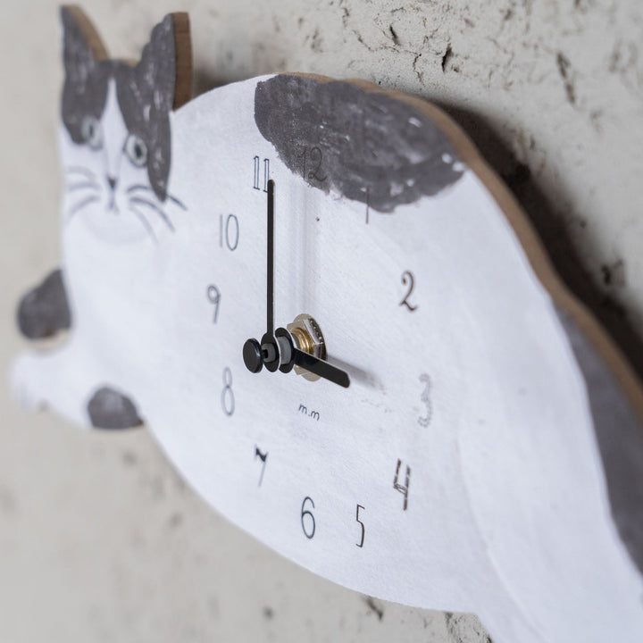 ◇松尾ミユキ Die cut clock(掛け時計) Gray cat