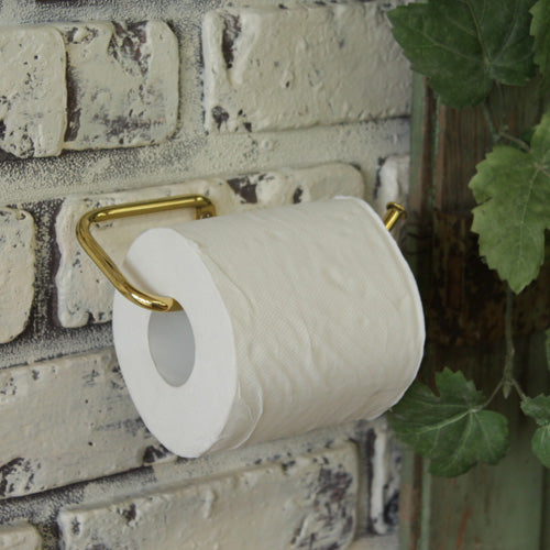 シンプルデザインの真鍮製タオルハンガー トイレットペーパーホルダーにも/GOLD