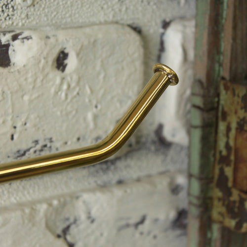 シンプルデザインの真鍮製タオルハンガー トイレットペーパーホルダーにも/GOLD