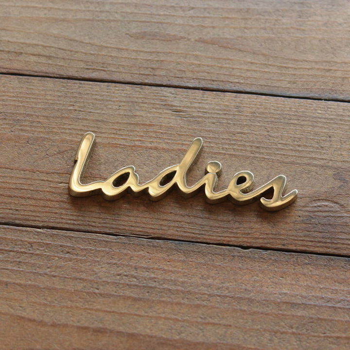 Ladies（女性）真鍮製切り文字サイン ゴールド[m]
