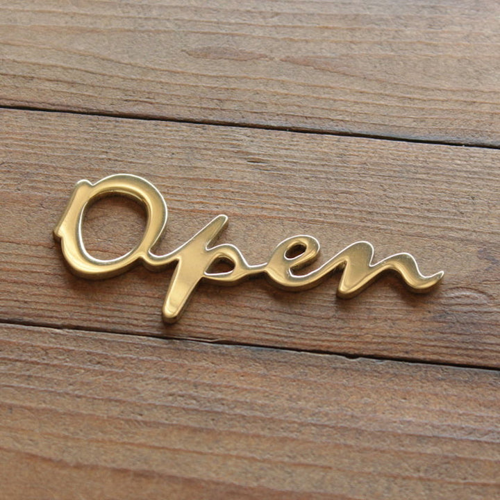 Open（開店）真鍮製切り文字サイン ゴールド[m]