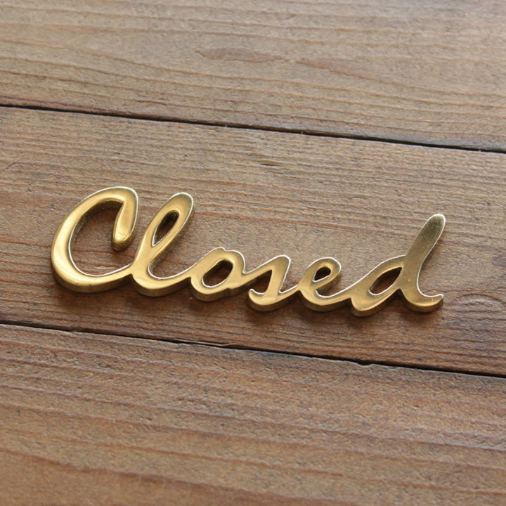 Close（閉店）真鍮製切り文字サイン ゴールド[m]