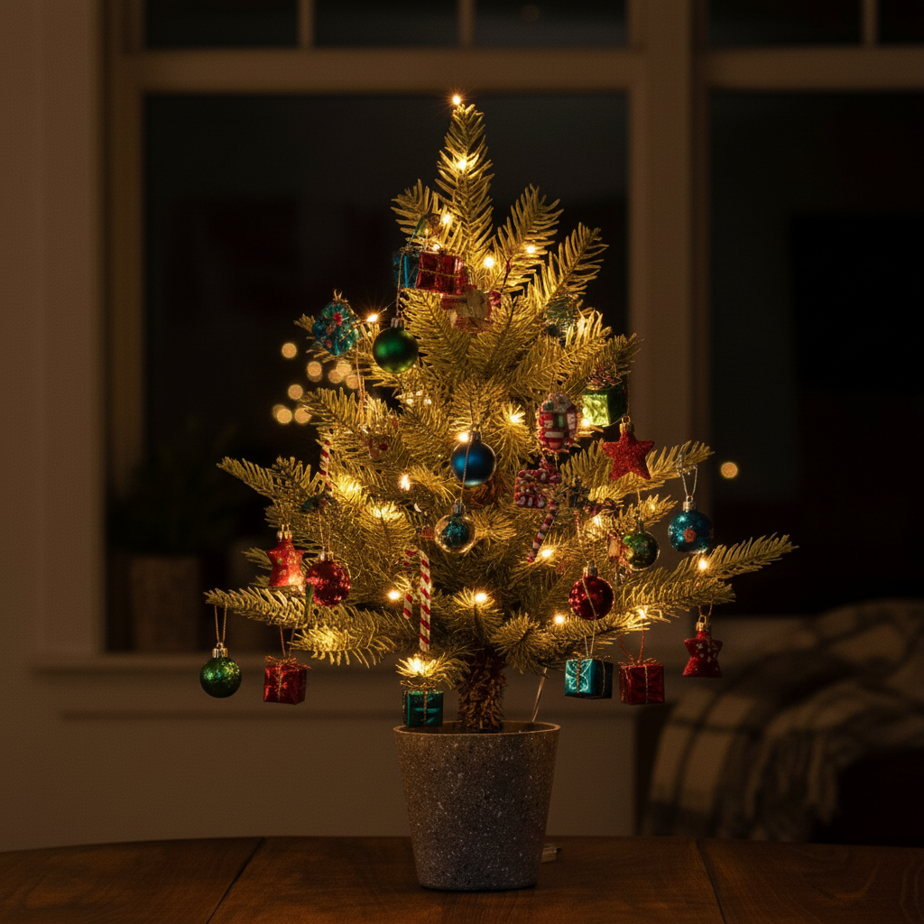 温かみのあるライト付き テーブルサイズ クリスマスツリー 50cm